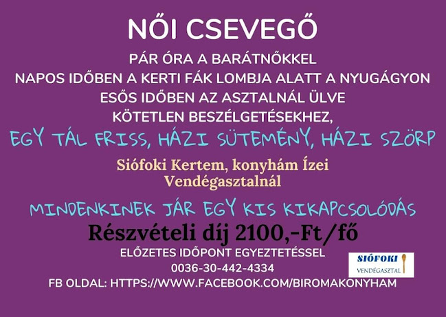 Opinii despre Siófoki Vendégasztal Kertem, konyhám ízei în Siófok - Vendéglátás