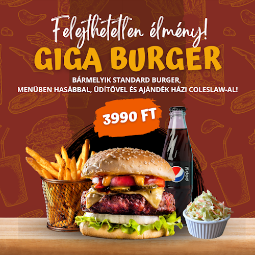 Opinii despre Giga Burger Station în Diósd - Vendéglátás