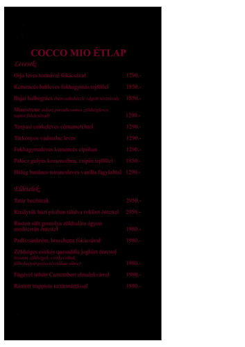 Cocco Mio - Vendéglátás