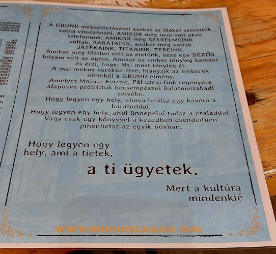 Opinii despre Grund Bistro & Pub în Balatonszabadi - Vendéglátás