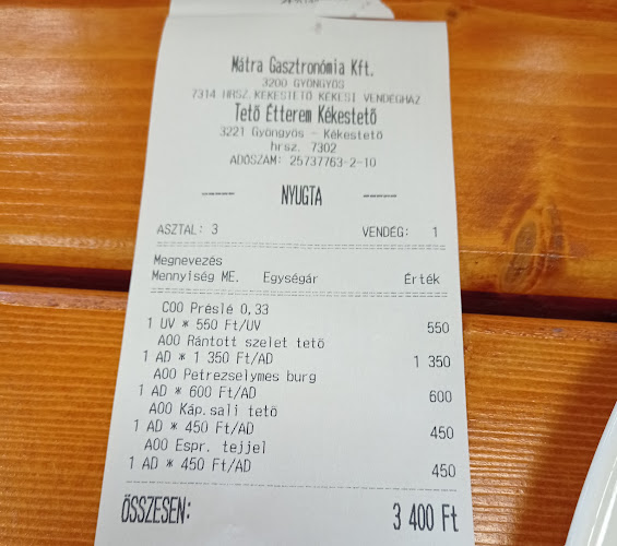 Tető Étterem - Vendéglátás