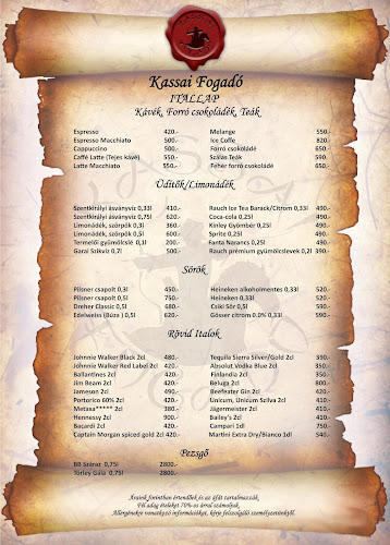 Kassai Fogadó - Vendéglátás