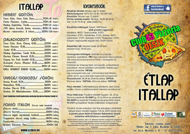 Club43 Büfé és Pizzéria - Vendéglátás