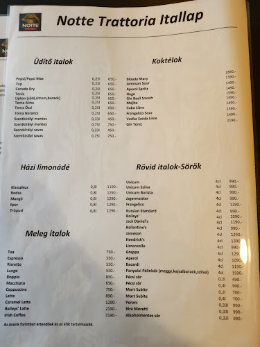 Notte Trattoria - Vendéglátás