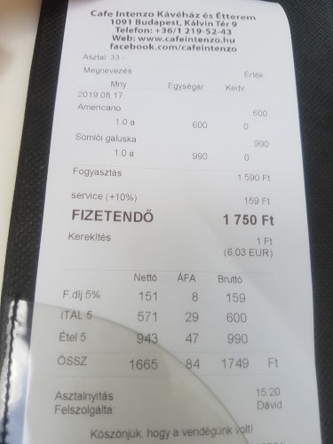 Cafe Intenzo - Vendéglátás