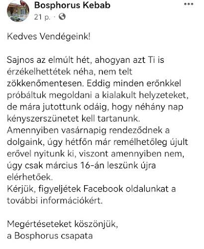 Opinii despre Bosphorus Kebab în Szigetszentmiklós - Vendéglátás