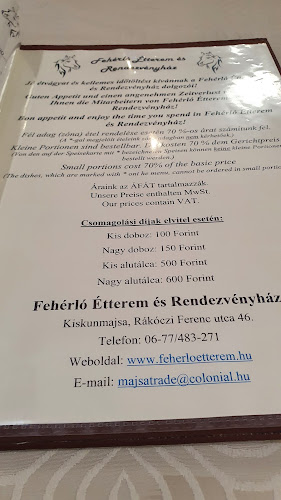 Comentarii opinii despre Fehèrló Ètterem Ès Rendezvènyház,Fehérló Panzió