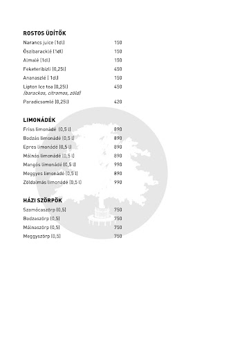 Park vendéglő - Vendéglátás