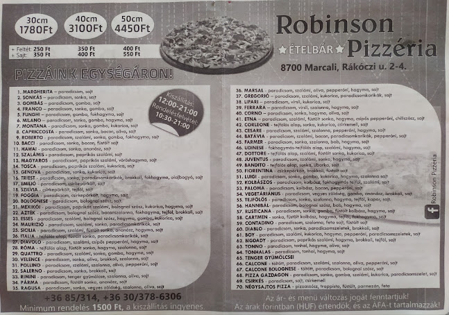 Robinson Pizzéria - Vendéglátás