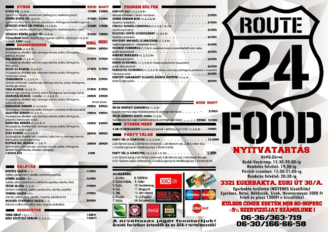 Opinii despre Route 24 Food Pizzéria în Egerbakta - Vendéglátás