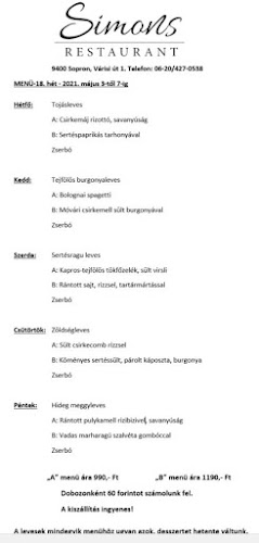 Opinii despre Simons Restaurant în Sopron - Vendéglátás