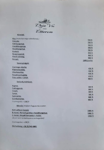 Deja Vu Étterem - Vendéglátás