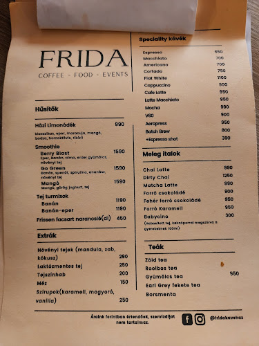 Frida Kávéház - Vendéglátás