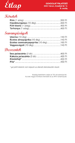 Opinii despre Gondolat Falatozó în Hatvan - Vendéglátás