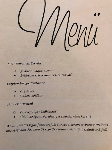 Santos Étterem és Panzió - Vendéglátás