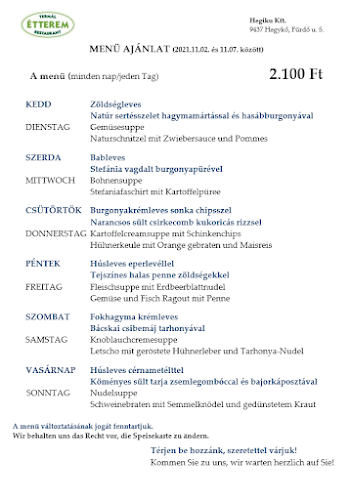 Termál Étterem - Vendéglátás
