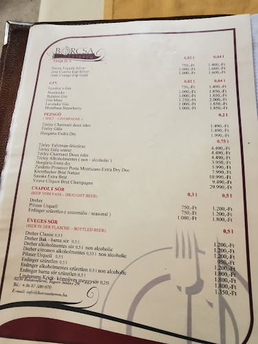 Borcsa Étterem - Vendéglátás