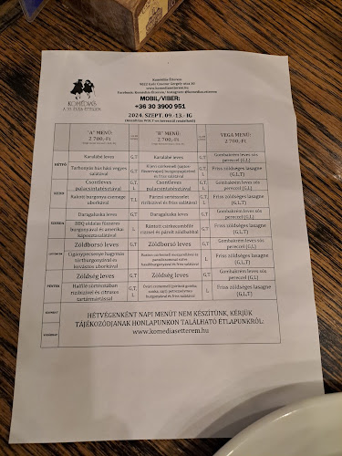 Opinii despre Komédiás Étterem în Győr - Vendéglátás