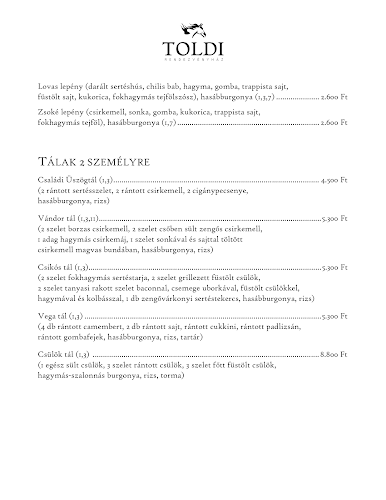 Toldi Rendezvényház Étterem és Vándor Panzió - Vendéglátás