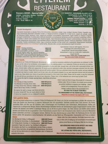 Opinii despre Trófea Grill Étterem Újbuda în Budapest - Vendéglátás