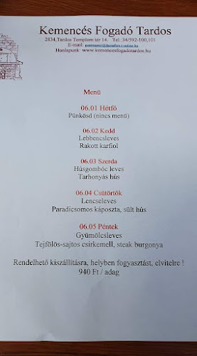 Opinii despre Kemencés Fogadó în Tardos - Vendéglátás