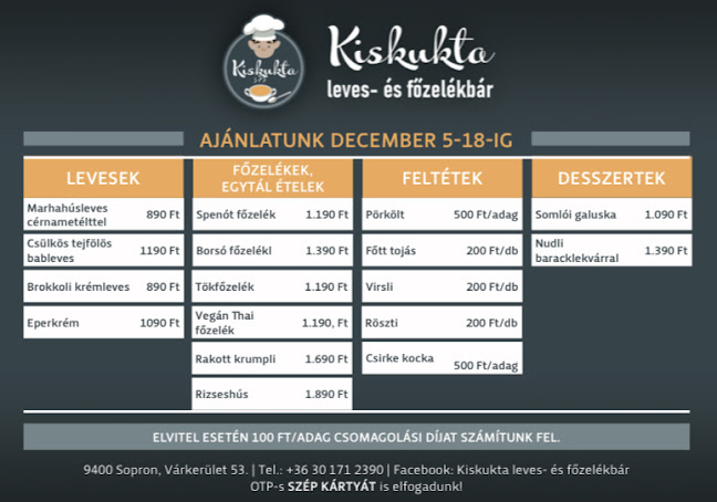 Opinii despre Kiskukta Leves és Főzelékbár în Sopron - Vendéglátás