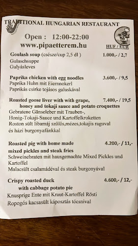 Opinii despre Pipa étterem în Budapest - Vendéglátás