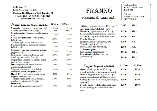 Comentarii opinii despre Frankó Pizzéria