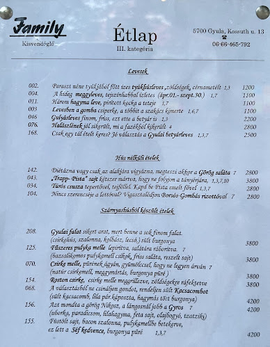 Family kisvendéglő - Vendéglátás