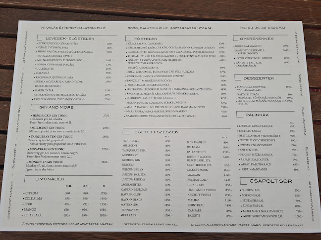 Vitorlás Étterem - Vendéglátás