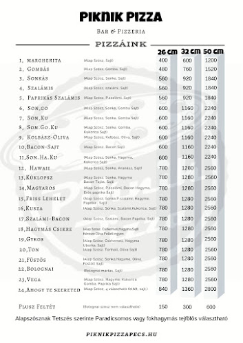 Opinii despre Piknik Pizzéria és Bár în Pécs - Vendéglátás