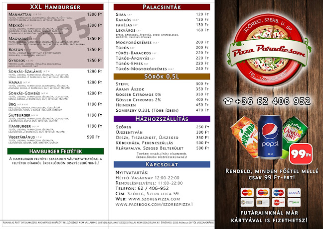 Opinii despre Pizza Paradicsom Szőreg în Szeged - Vendéglátás