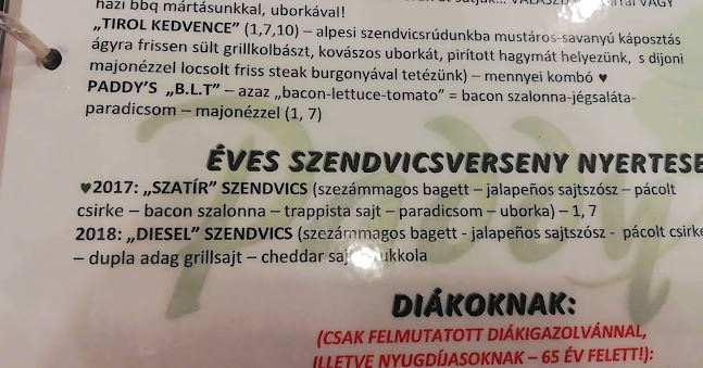 Paddy's Pasta & Sandwiches - GasztroBár - Vendéglátás