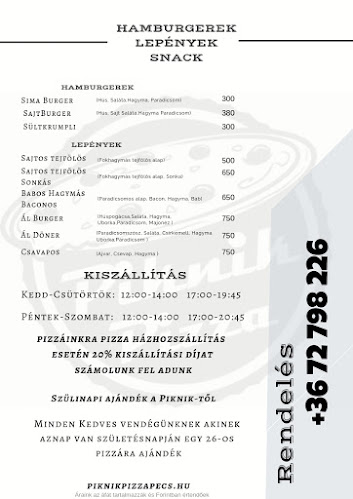 Comentarii opinii despre Piknik Pizzéria és Bár