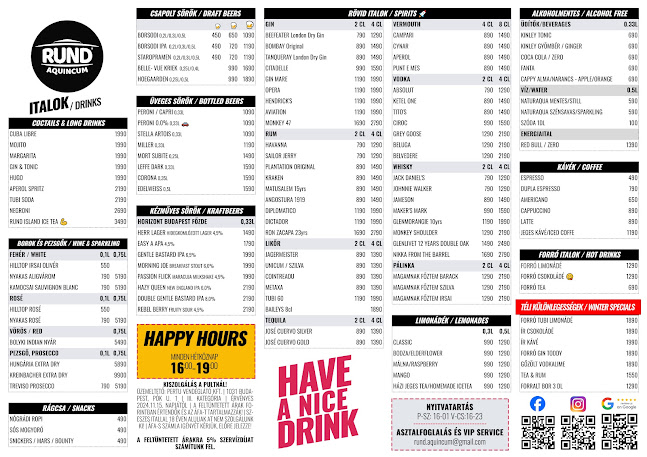 RUND Aquincum - Vendéglátás