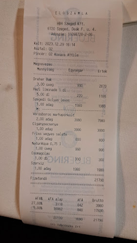 Opinii despre HBH Bajor Étterem în Szeged - Vendéglátás