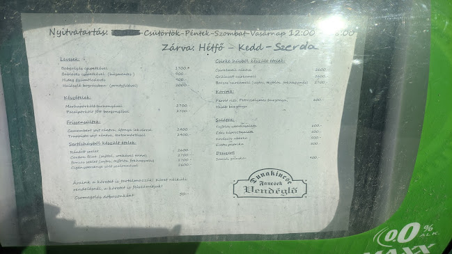 Dunakincse Fancsek vendéglő - Vendéglátás