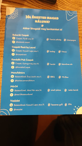 Vasüzlet - Vendéglátás